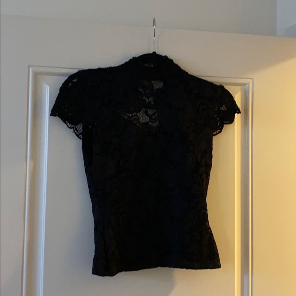 Black lace sheer shirt
